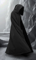 Waterproof ranger cloak with minky faux fur lining and hood, modeled in fantasy terrain